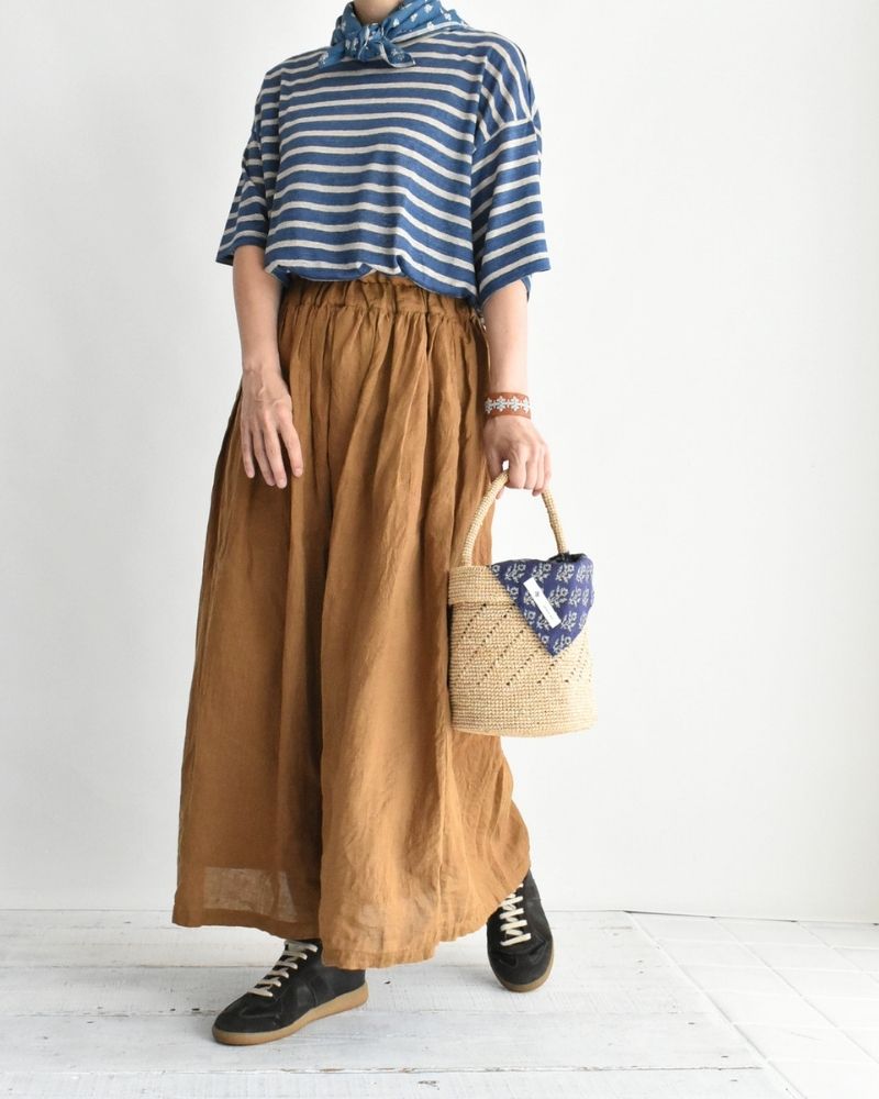 French Linen Skirt in Camel