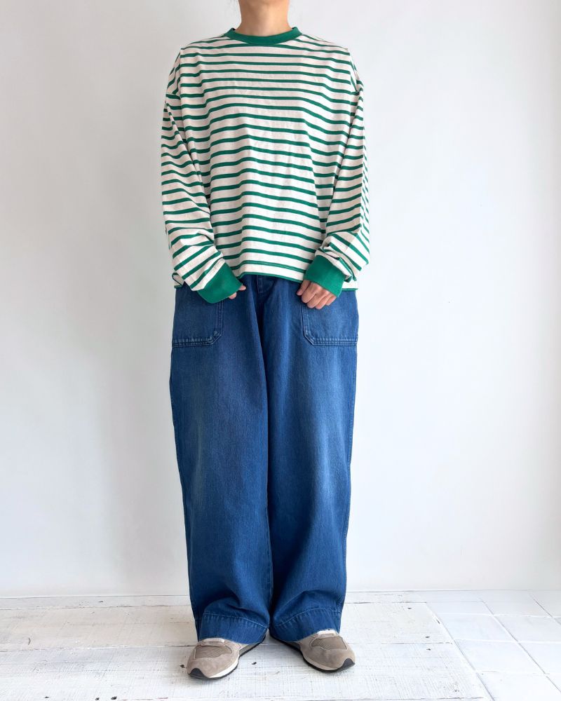 Taco Cotton Striped Long Sleeve T-Shirt Royal in Pink/Green