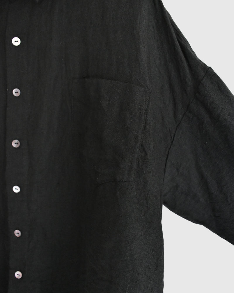 Handwoven 60 Linen Shirt in Black