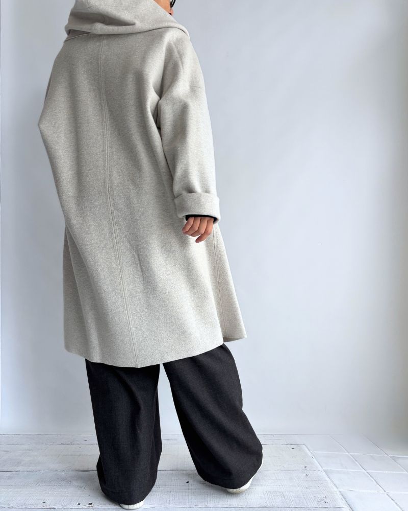 Felt Hooded Coat in OffWhite