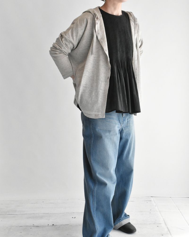 Linen Hooded Cardigan in Natural