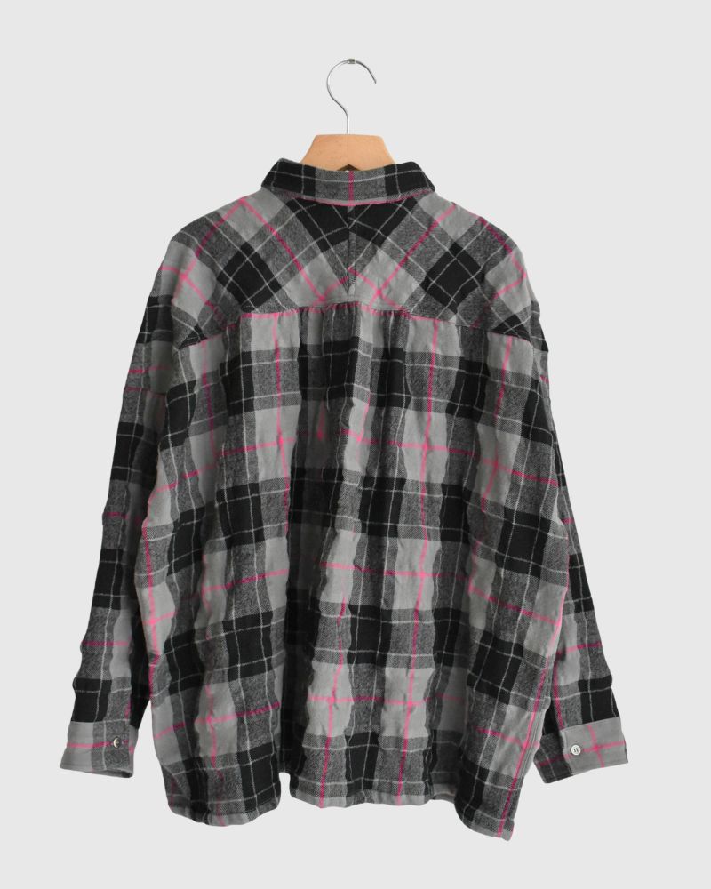 Cotton wool check shirt in Gray