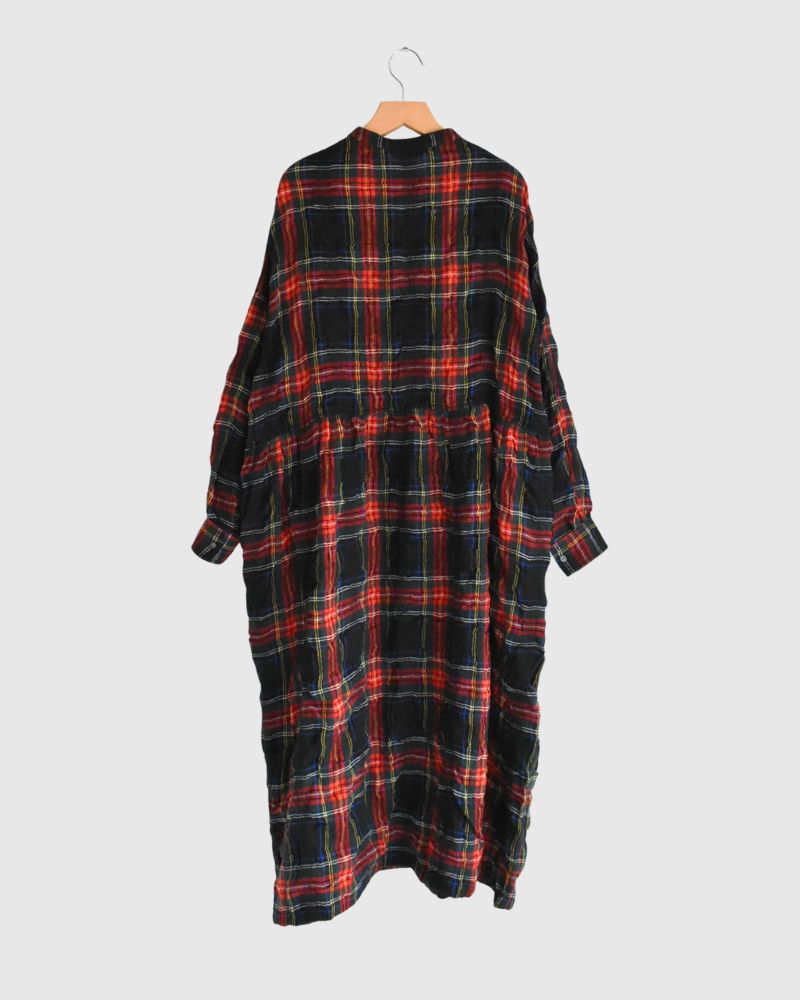 Cotton wool tartan check dress in Black