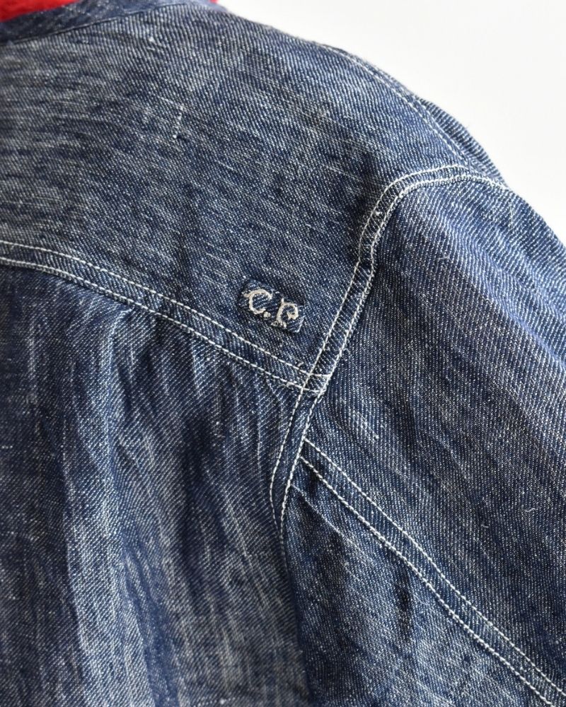 Handwoven Hemp Denim Collarless Jacket in Blue