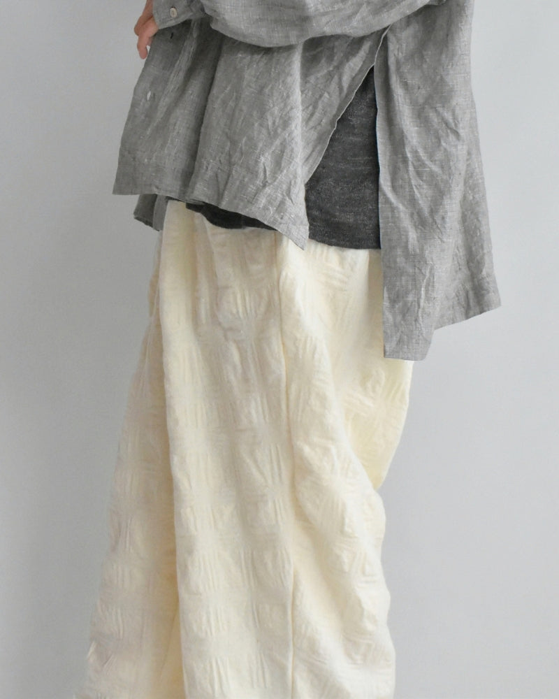 Wool Check Pants in Ivory