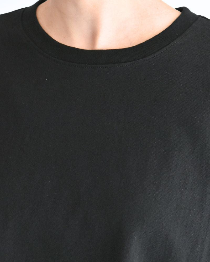 Half-Sleeve Drawstring T-shirt in Black