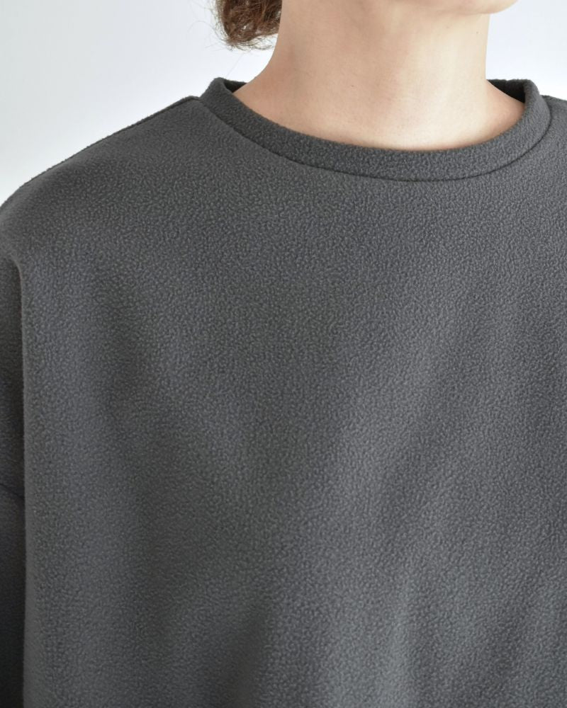 Fleece hem ribbon pullover in Gray