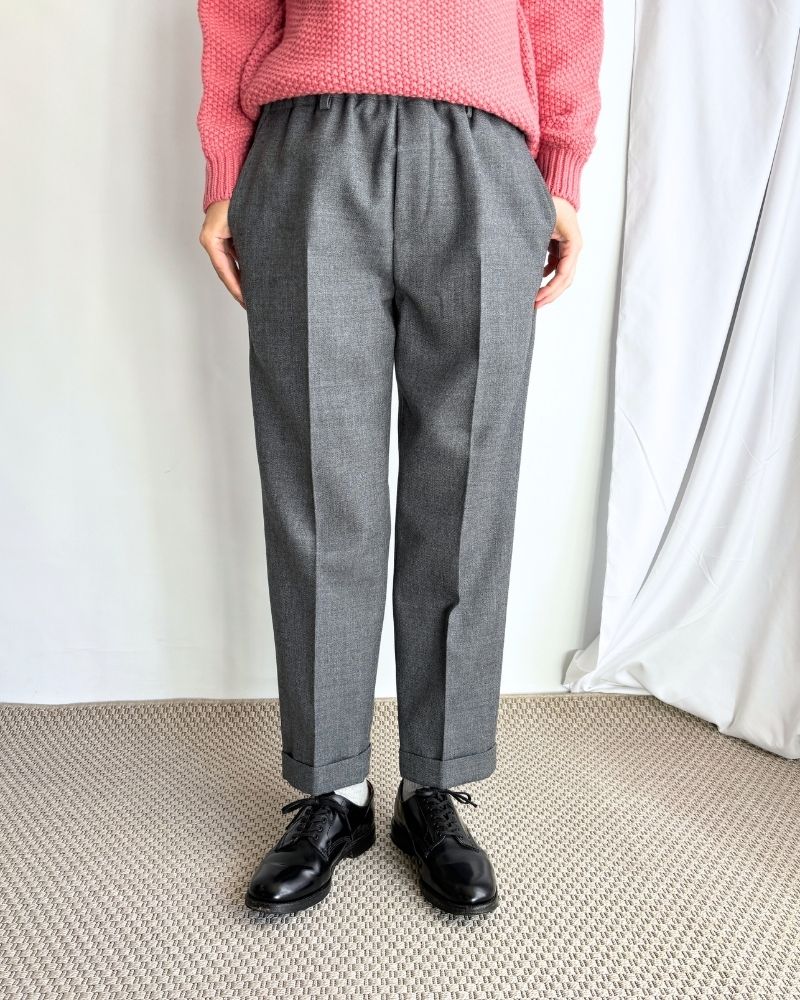 ROBIN-WO Center Pleated Tapered Pants in Gray