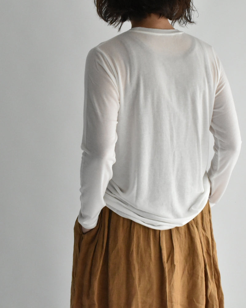Sheer Jersey Crewneck in White