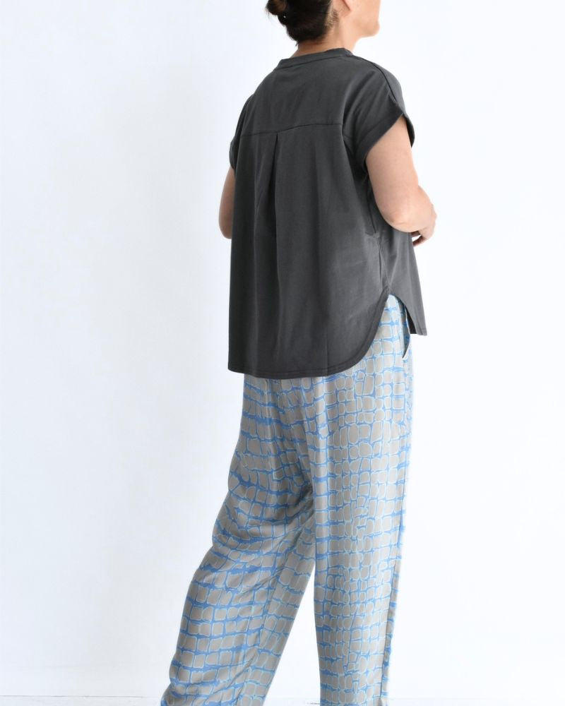 Tulle Embroidered Cotton Jersey Pullover 'NATTI' in Charcoal