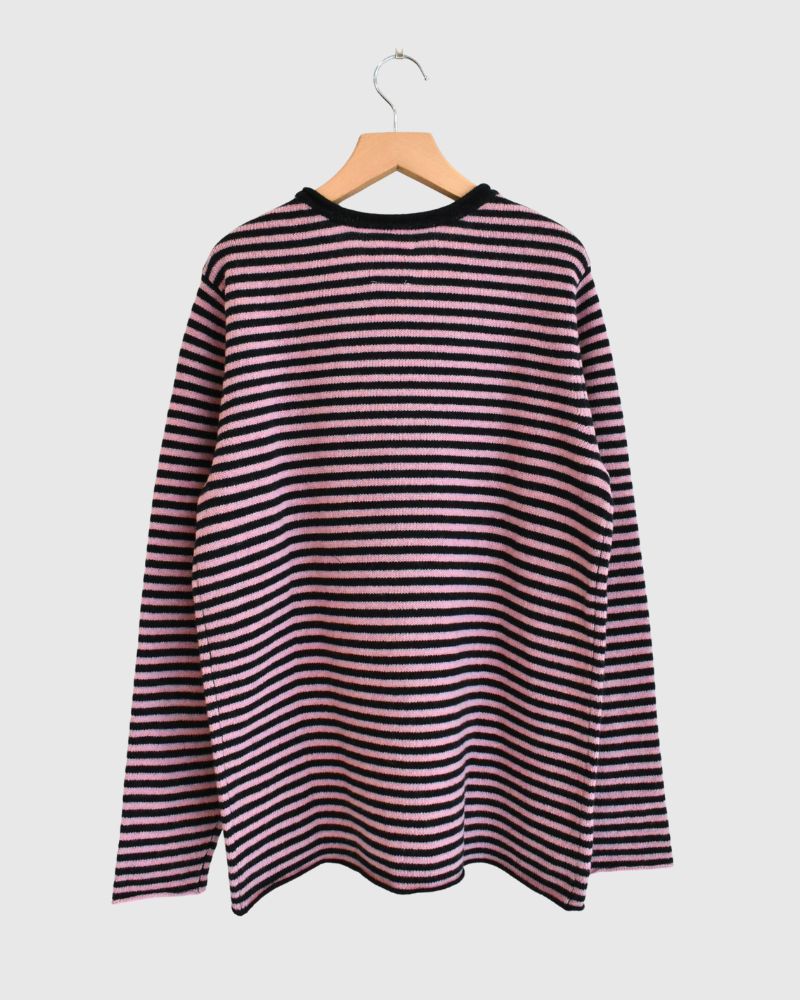 Border knit pullover in Pink/Navy