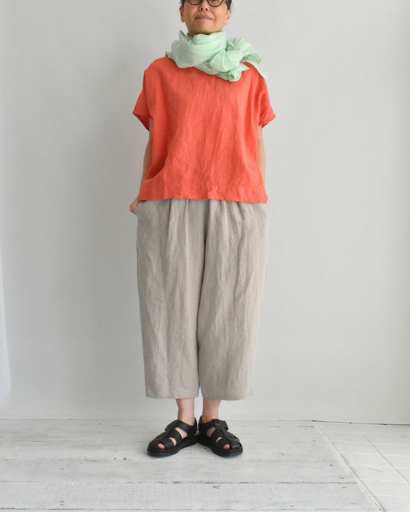French Linen Pullover in Orange
