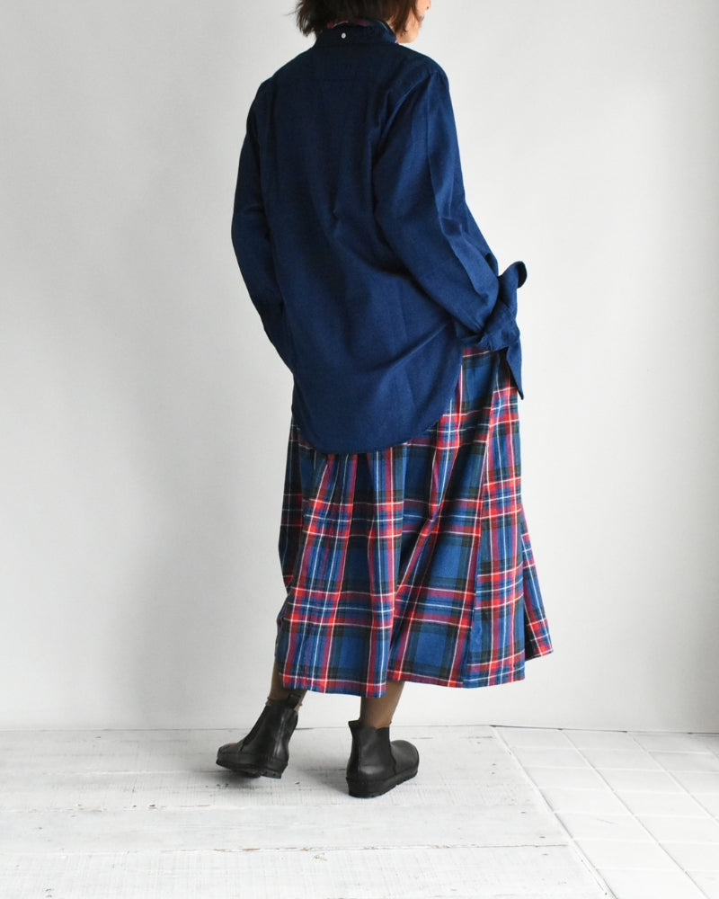 Indigo Tartan Foundation Shirt Dress in Indigo