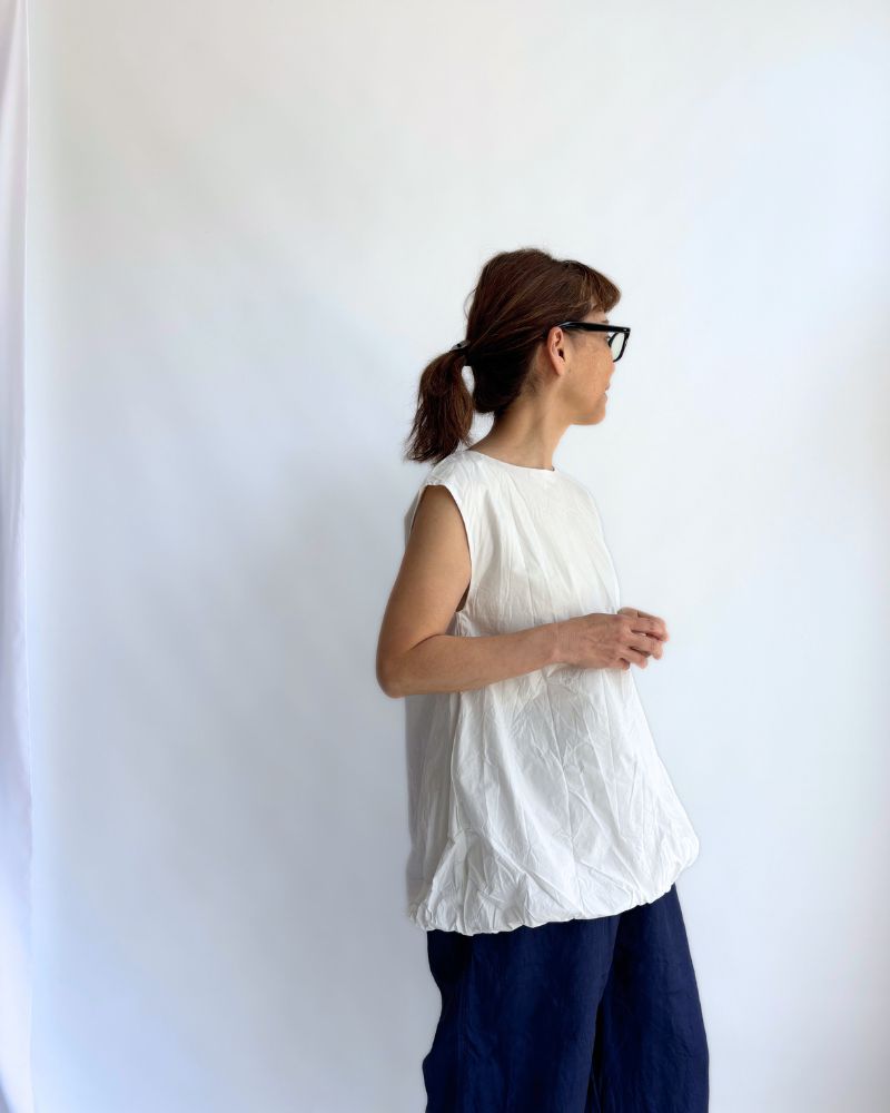 Cotton Balloon Tunic in White