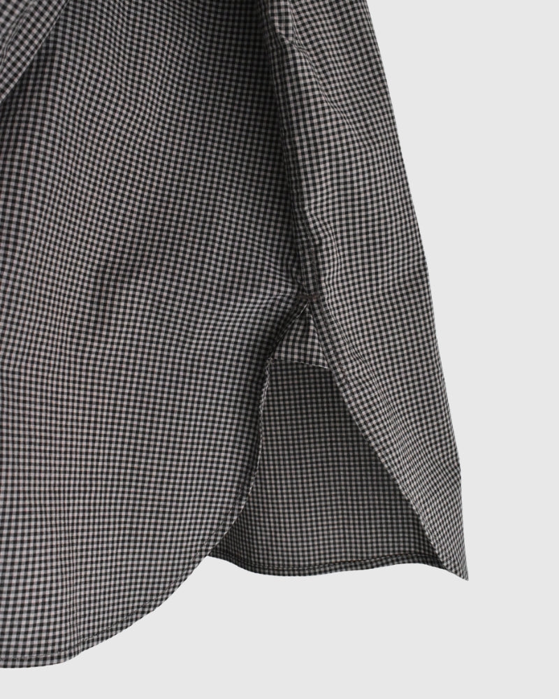 Utility Band Collar Shirt in BrownGingham