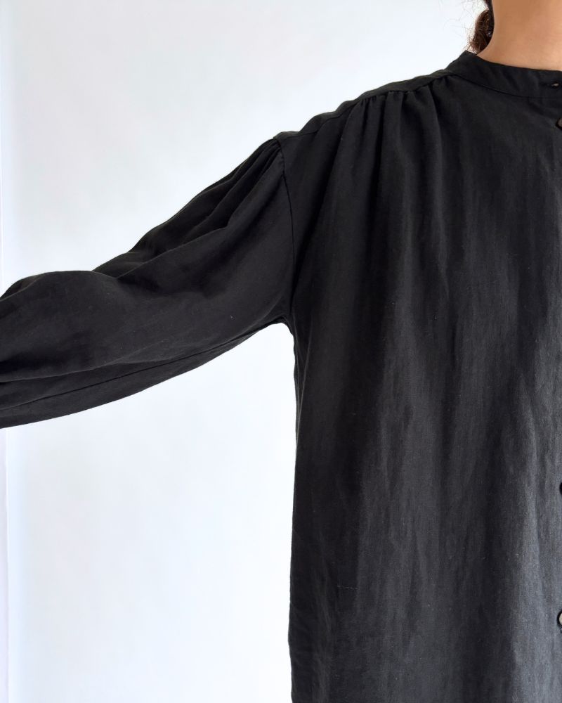 Camille Band Collar Shirt in Black