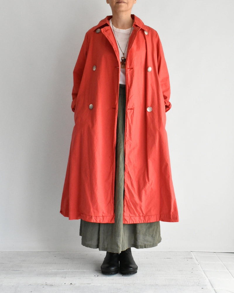 Double-Breasted Coat in Orange Red