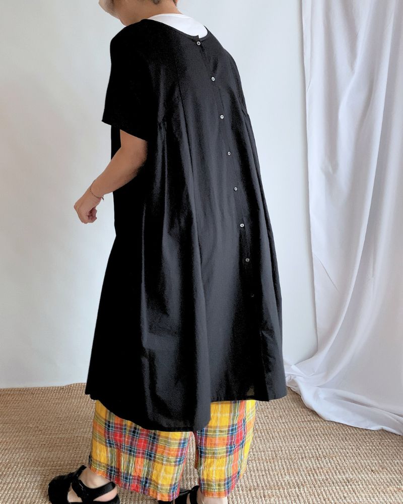 2WAY Layered Side Gathered Dress in Black