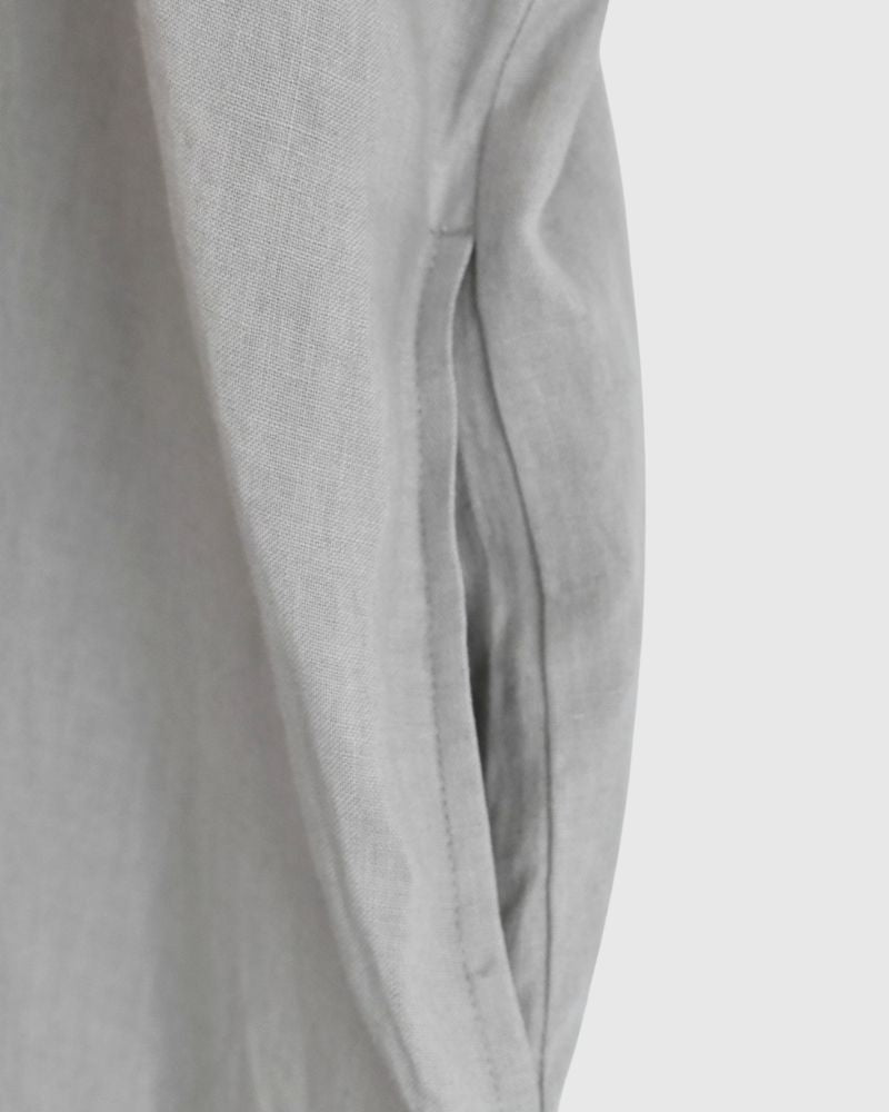Frill top dress (LINEN) in Greige