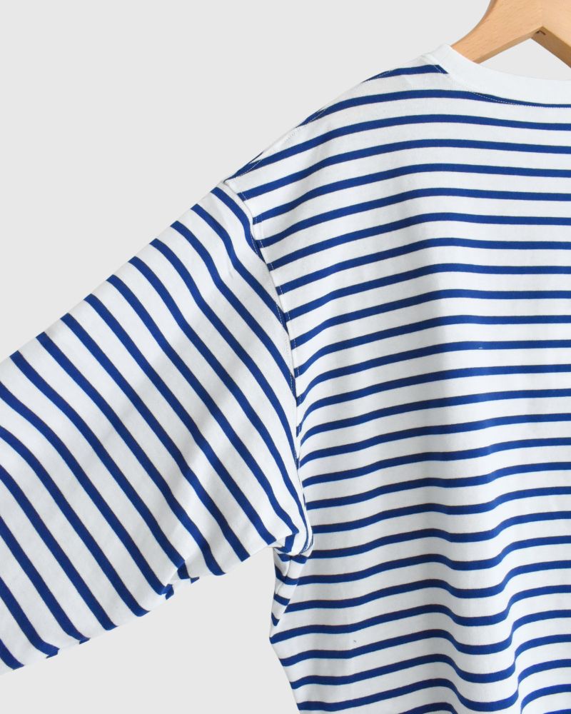 Tuck Cocoon T-shirt in Blue/White