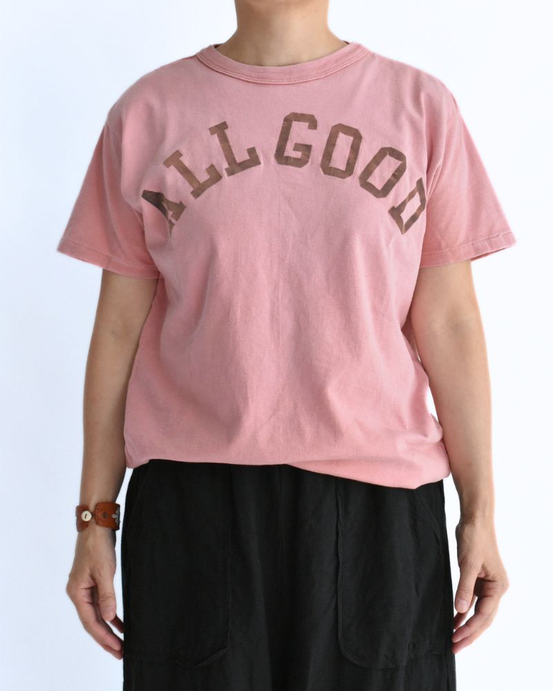 Vintage Cotton Jersey ALL GOOD T-Shirt in Pink