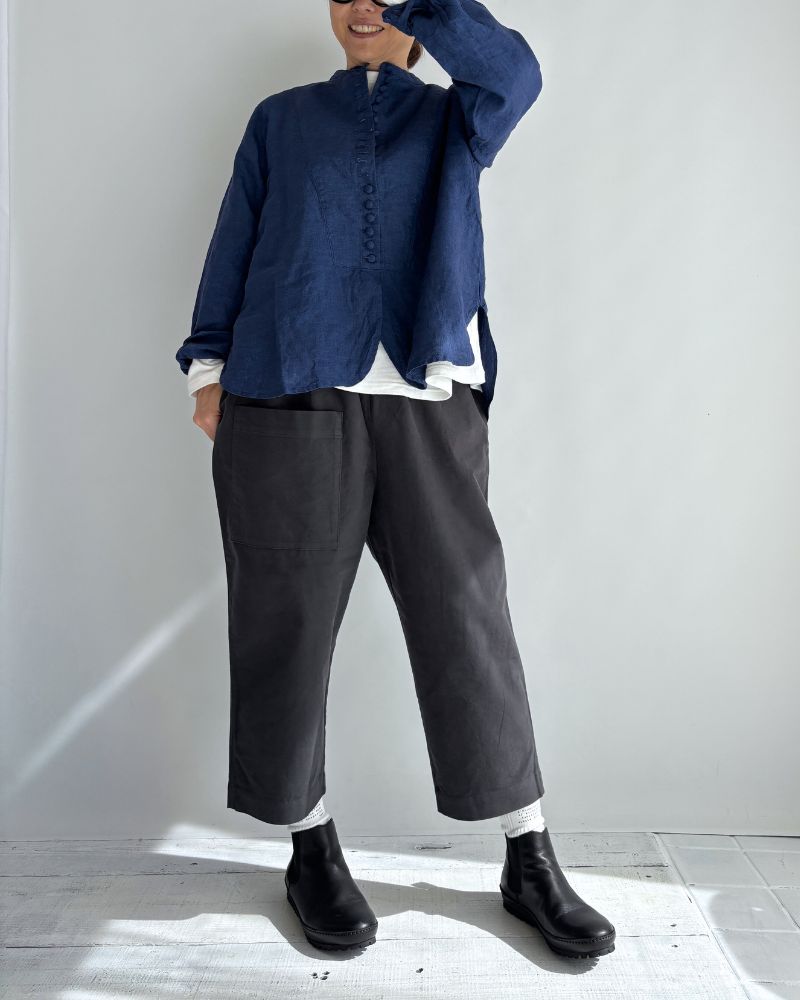 Asymmetrical Baker Pants (Moleskin)  in Dark Gray