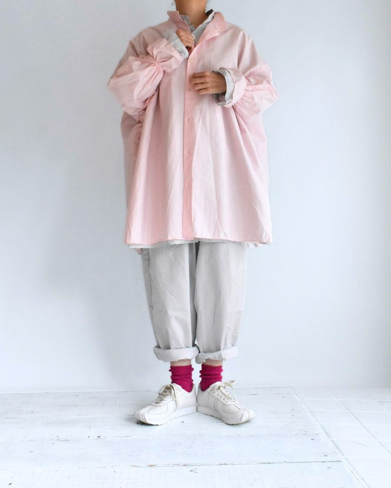 Cuff Ruffle Oversized Shirt in Pink