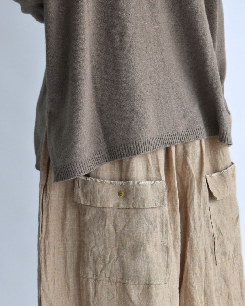 Handwoven 40 Linen Culottes in Beige