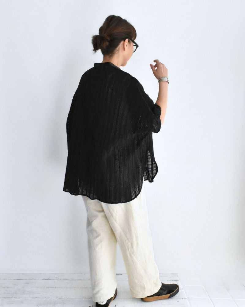 Wide Square Blouse in Black