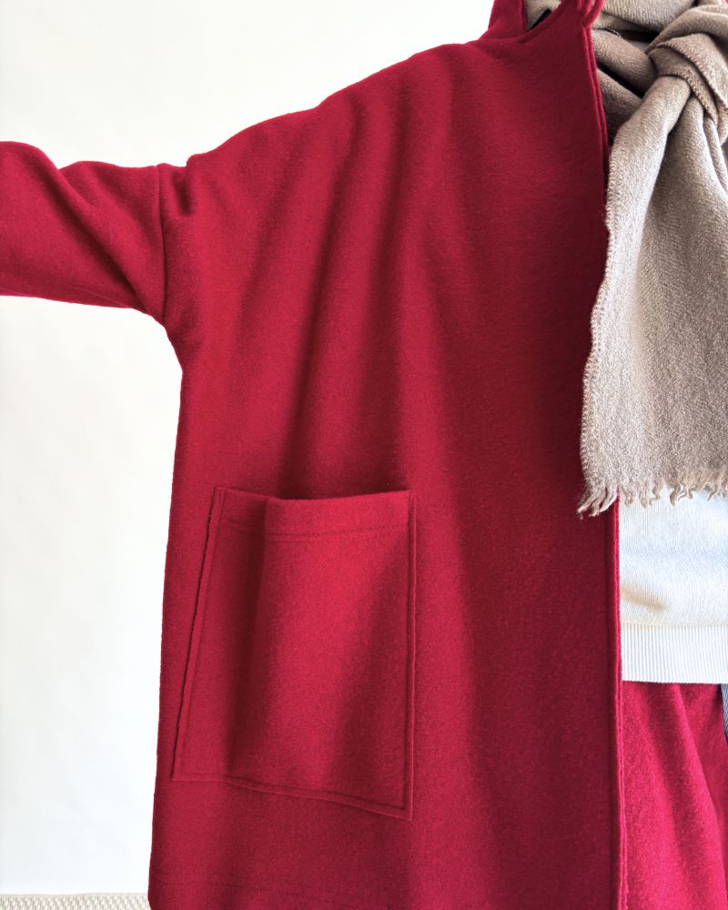 Stand Collar Square Jacket (W/N) in Red