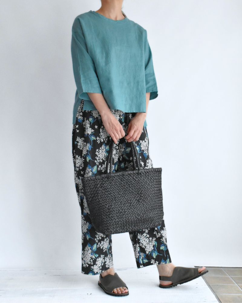Color linen pullover in Turquoise