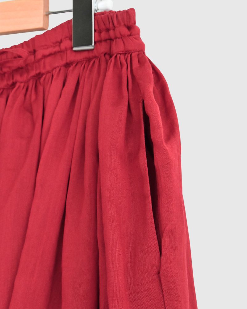 RAJASTHAN TUCK GATHERED SKIRT WITH LINING in Red