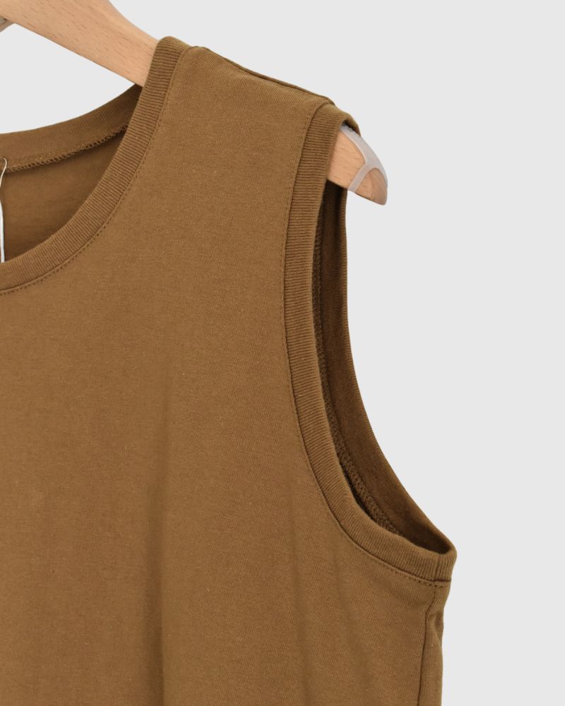 Sleeveless Drawstring T-shirt DarkCamel