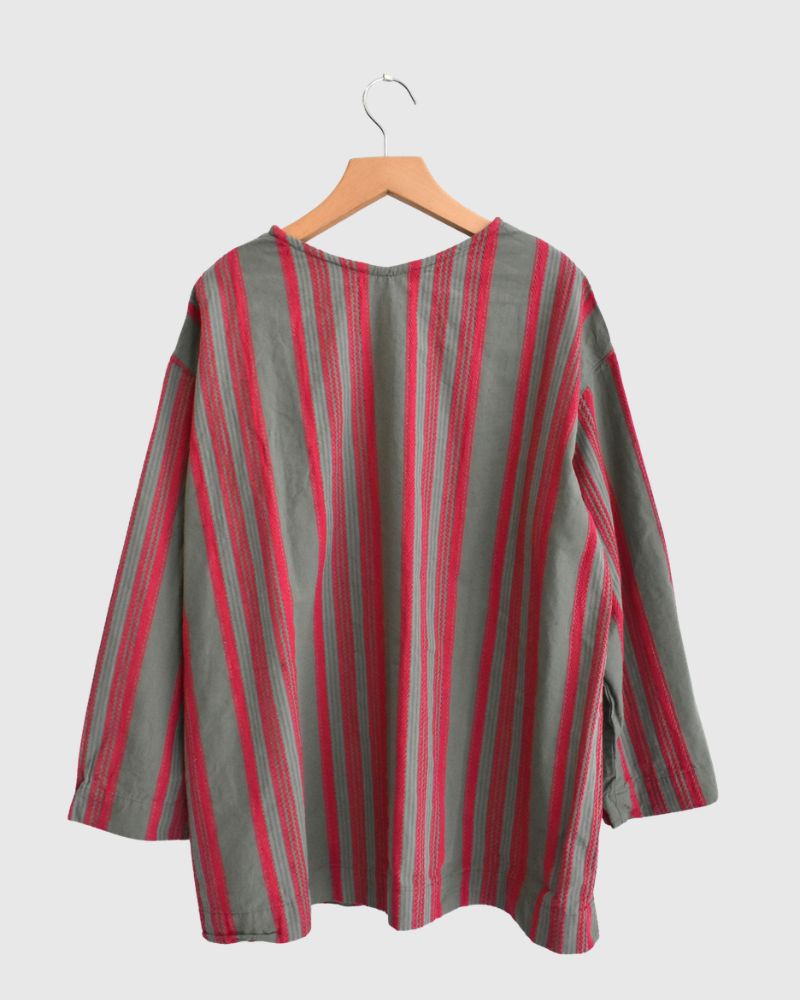 Jacquard Stripe Shirt in Khaki/Pink