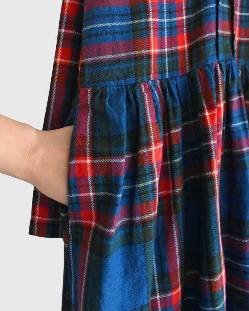 Indigo Tartan Foundation Shirt Dress in Indigo