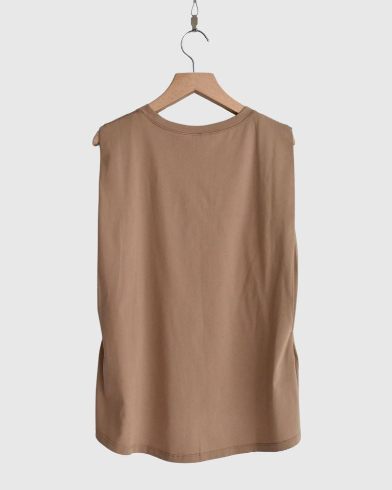 Shoulder Tuck Tank Top in Camel