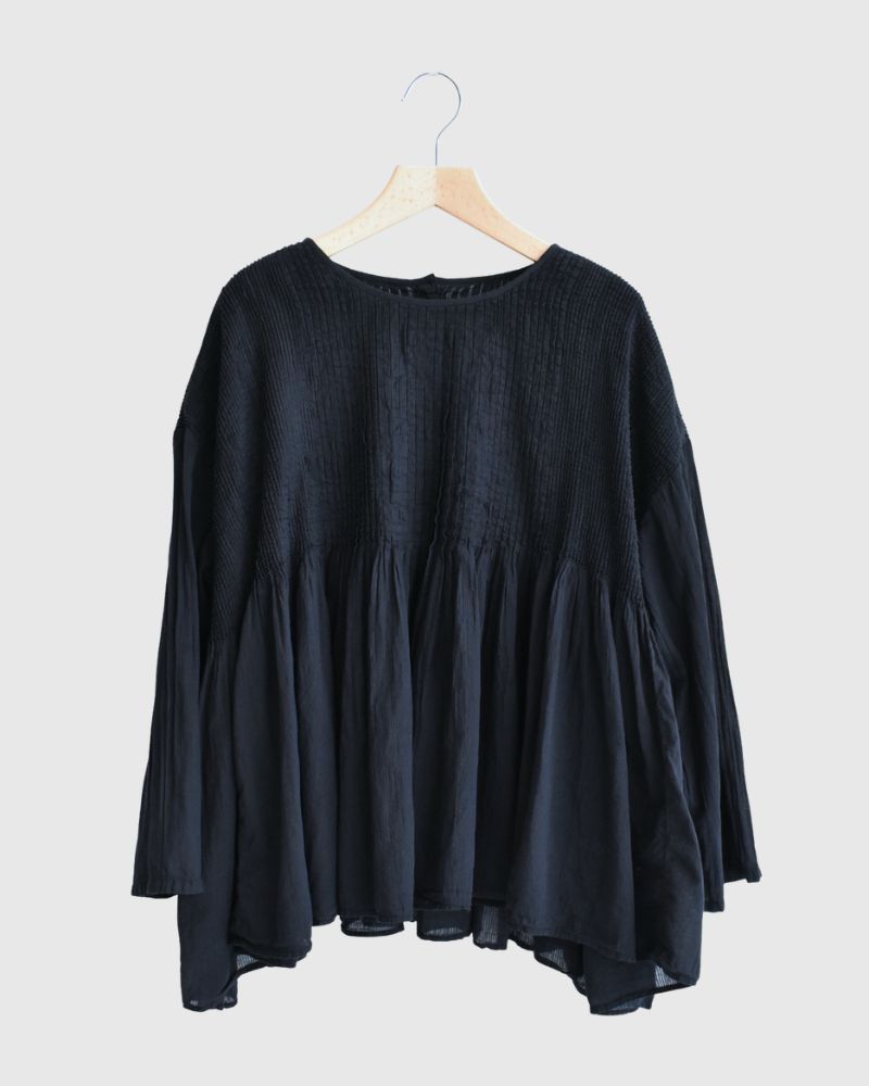 Crew-Neck 3/4 SL Shirt with Mini Pintuck in Marine