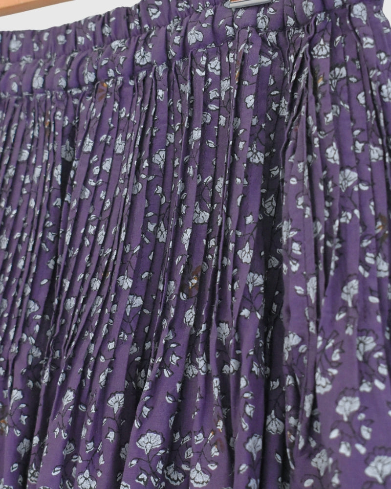 Rajasthan Tuck Gathered Skirt with Lining in Purple