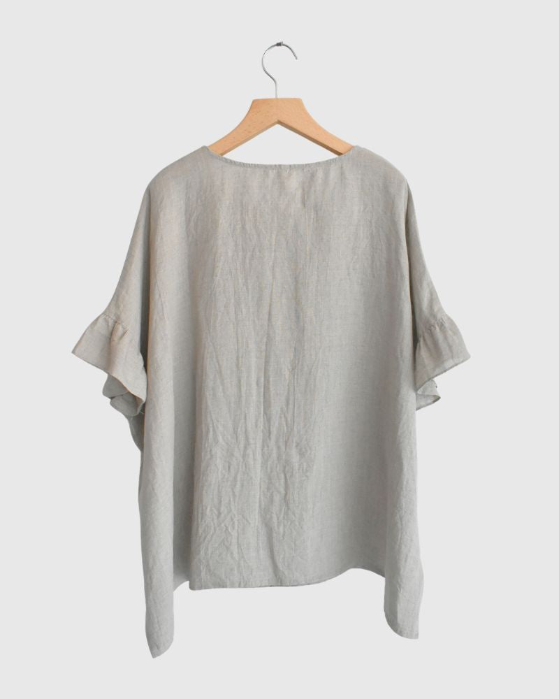 Frill Top Blouse in Natural
