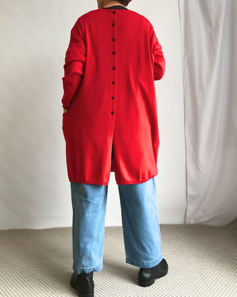 2-WAY Wide Long Cardigan in Red