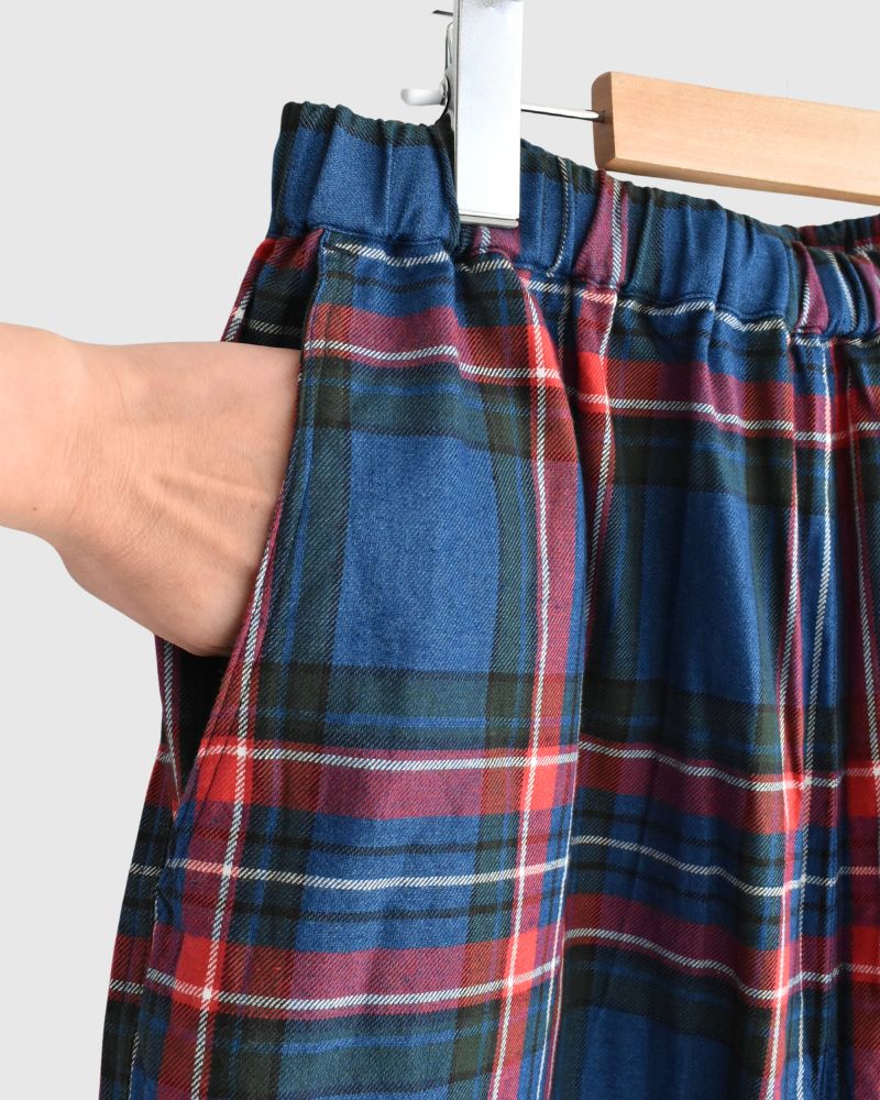 Indigo Tartan Ease Pants in Blue