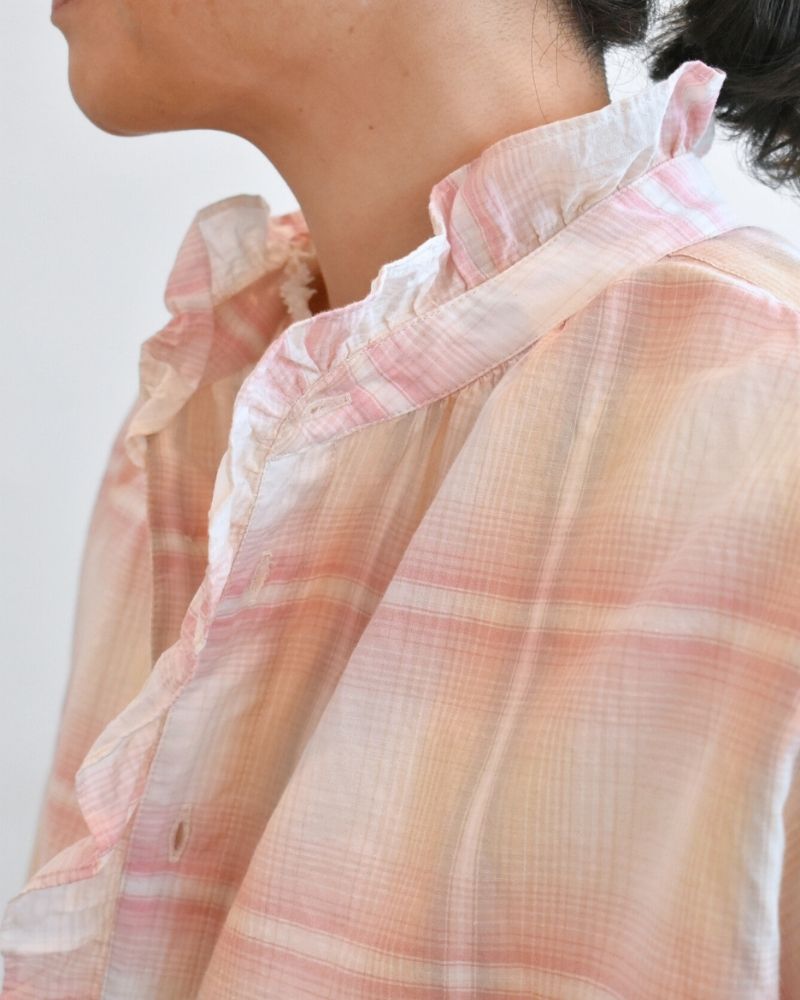 [Pre-order] MS/F LA490 Light Madras Frill Blouse (Early August - Mid-August)