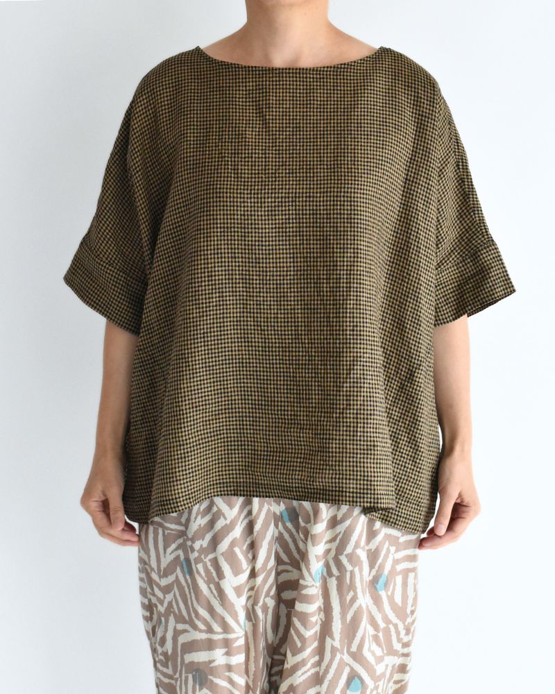 Wide Cuffed T-Blouse in Camel/Black