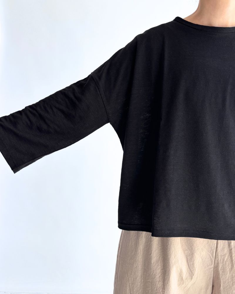 Linen Jersey Pullover in Black