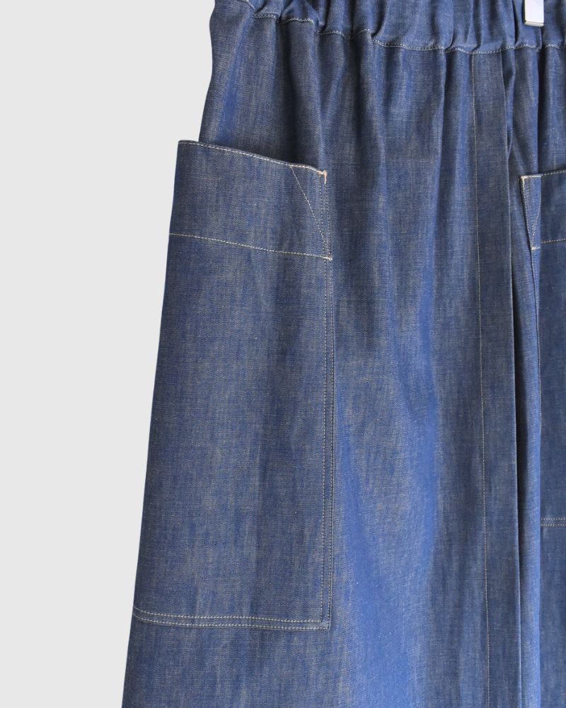 HEART-DENIM Asymmetrical Wrap Skirt in Blue
