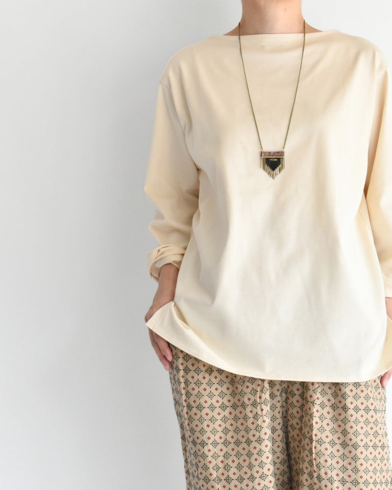 Giza Cotton Basque T-Shirt in Ivory