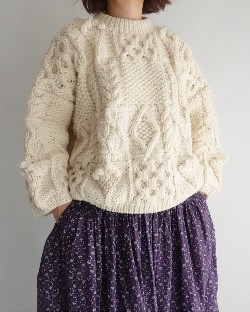 Peru Hand Knit Pullover in White