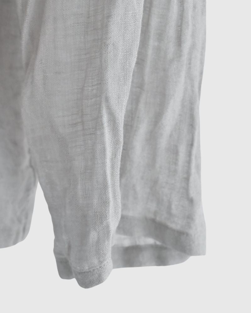Linen ruffle neck cardigan in Gray