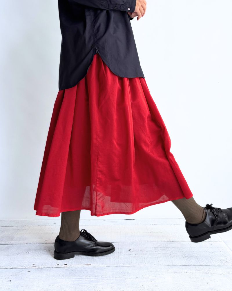 RAJASTHAN TUCK GATHERED SKIRT WITH LINING in Red