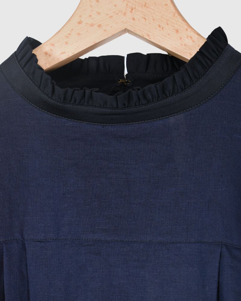 FRILL COLLAR TOPS 'MOOSE' in Navy